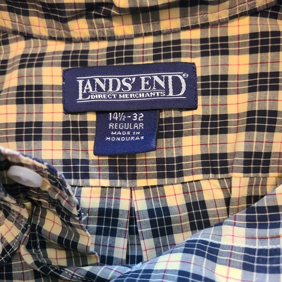 (994)Land's End Men's Long Sleeve Dress Shirt, Size: Small Color: Black & Yellow - Picture 6 of 11
